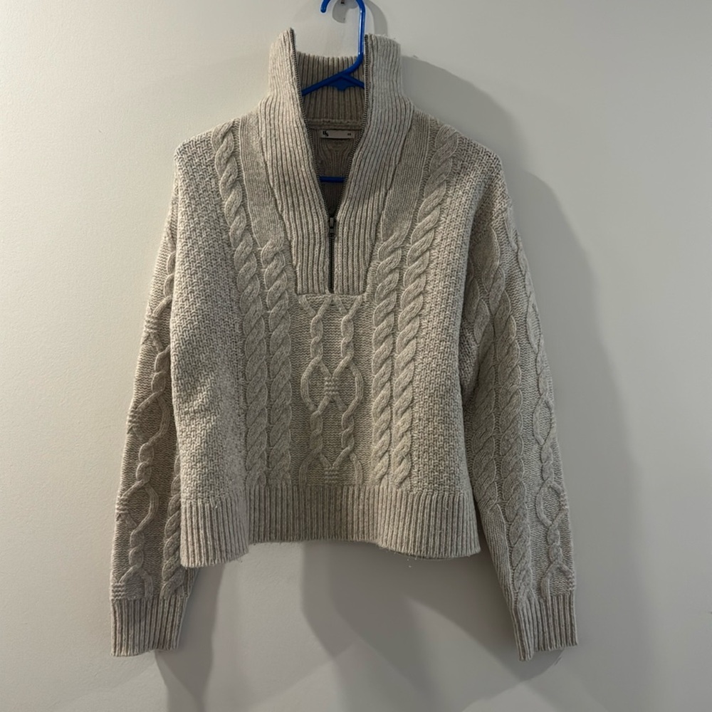 Uncle Studios Quarter-Zip Cable Knit Sweater Sz. XS